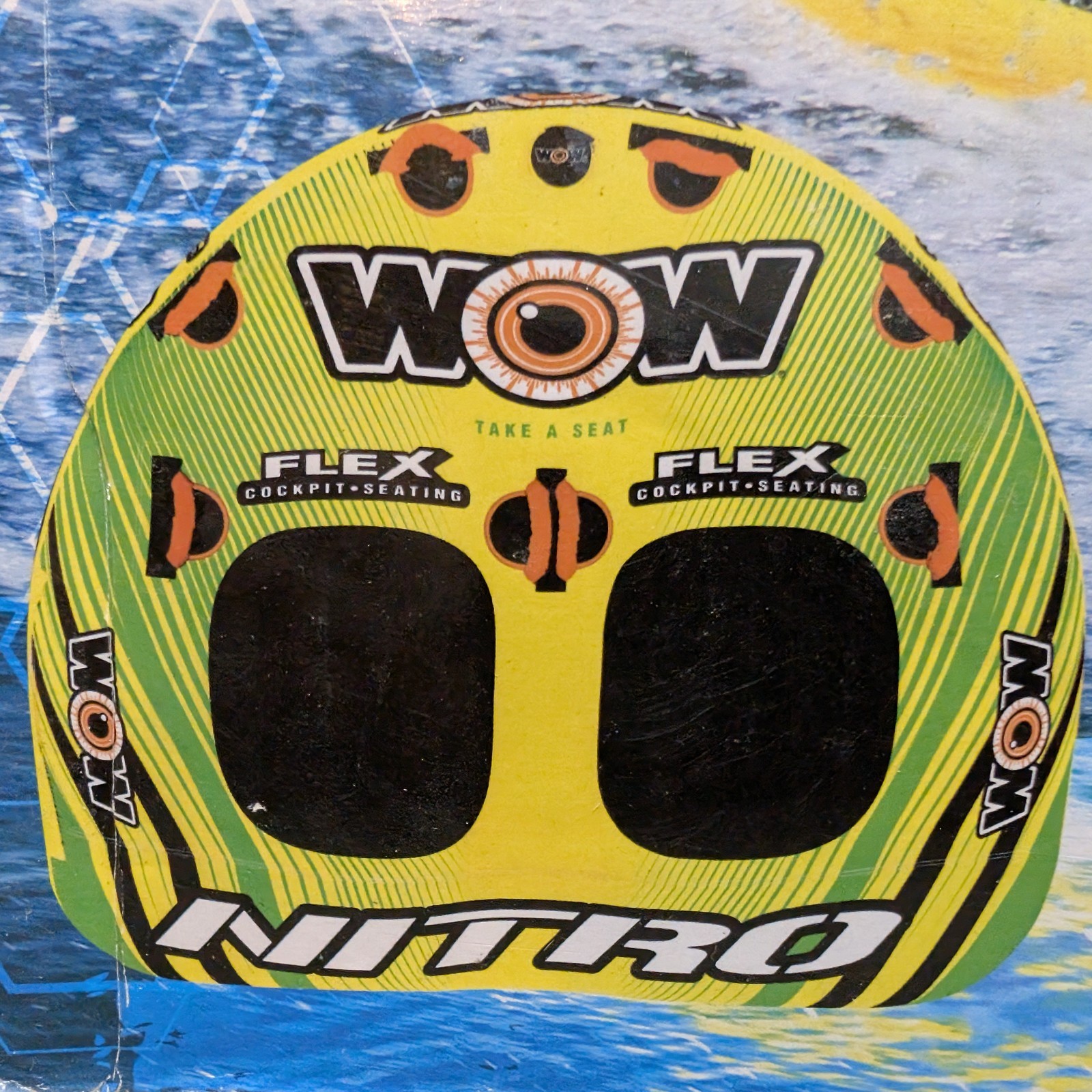 WOW Sports Nitro 2 Person Inflatable Towable Tube for Boating Watersports Hi Vis