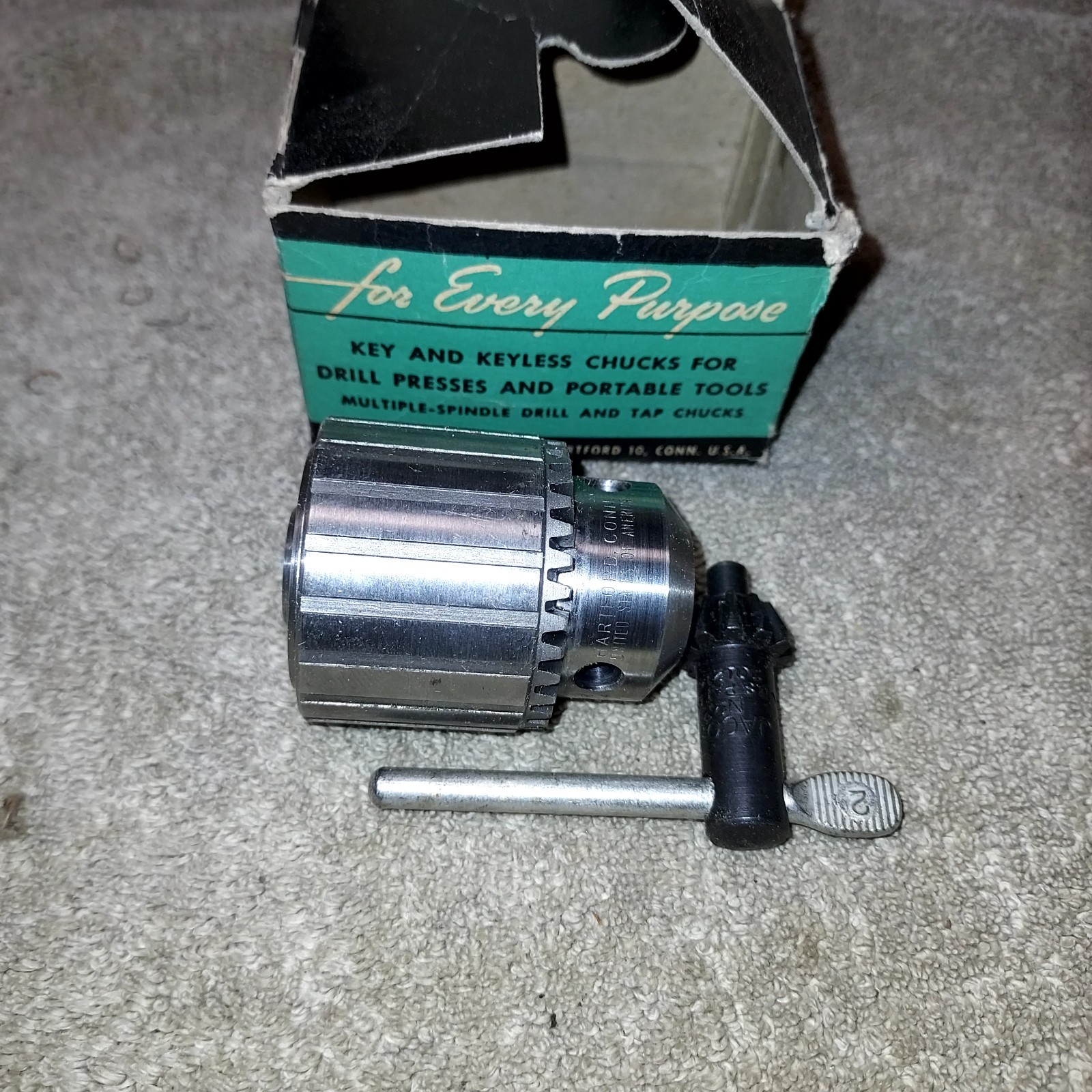 Jacobs 2B 3/8 Chuck with Key, Vintage Made In USA 3/8 × 24 Thread