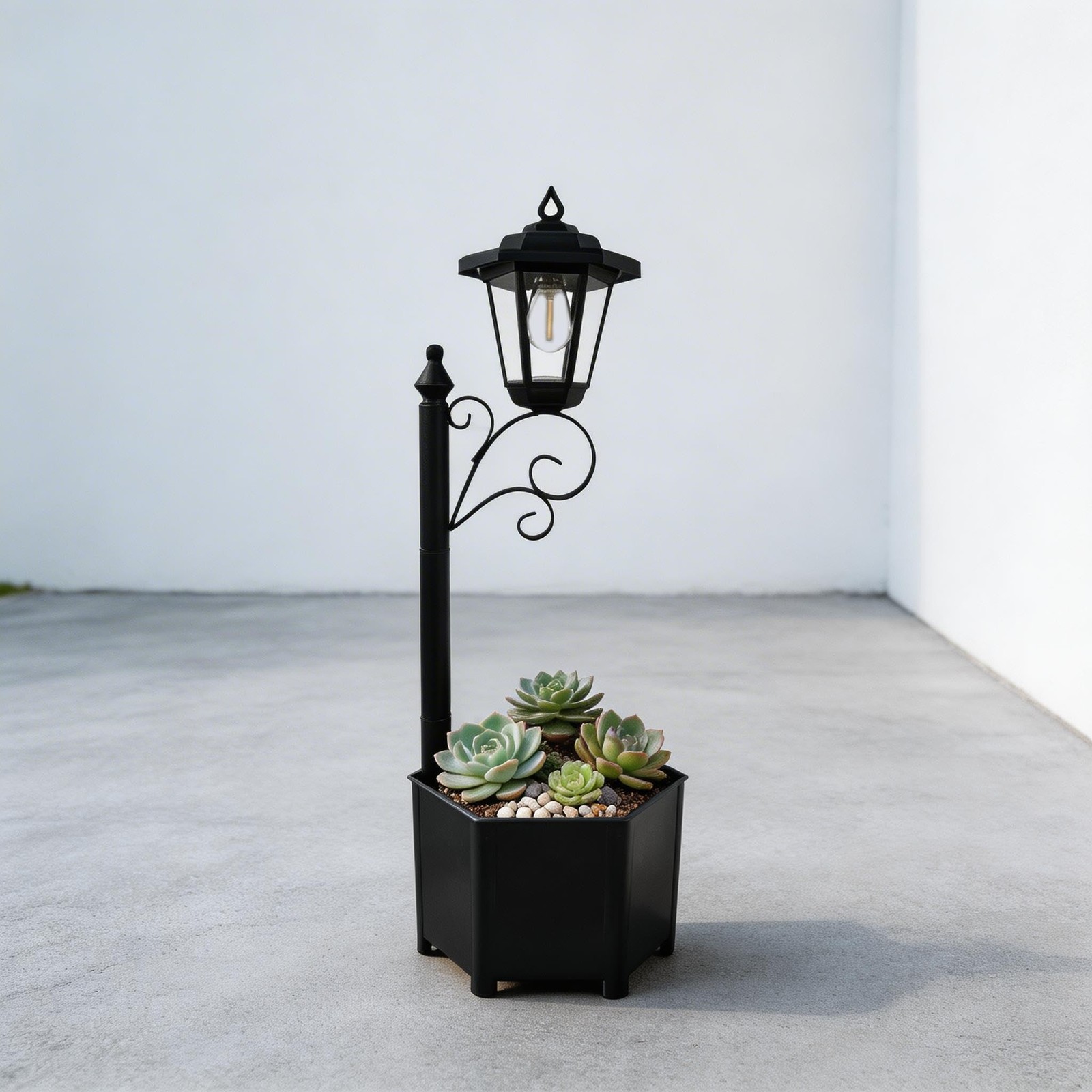 Solar Floor Lamps with Planter (2-in-1 Design), 29.5" Outdoor Solar Lamp Post...