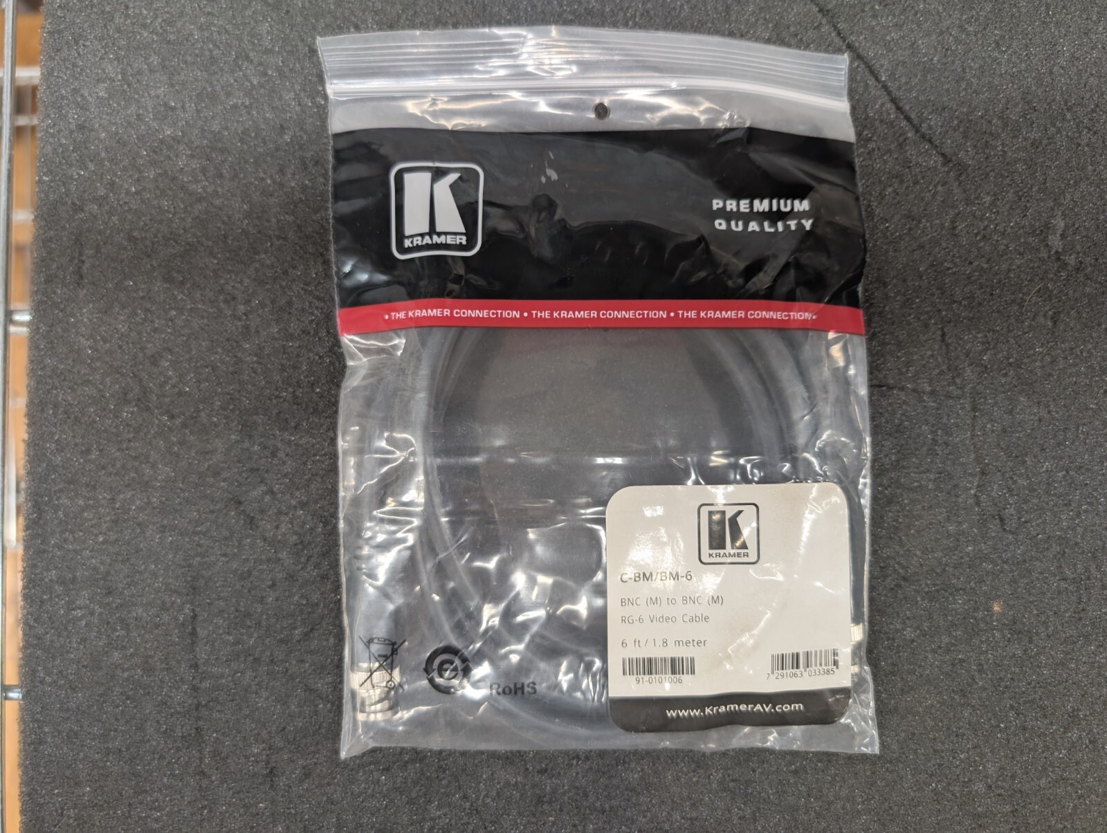 New, Kramer, C-BM/BM-6, BNC male to BNC male, 6 foot, RG6 video cable