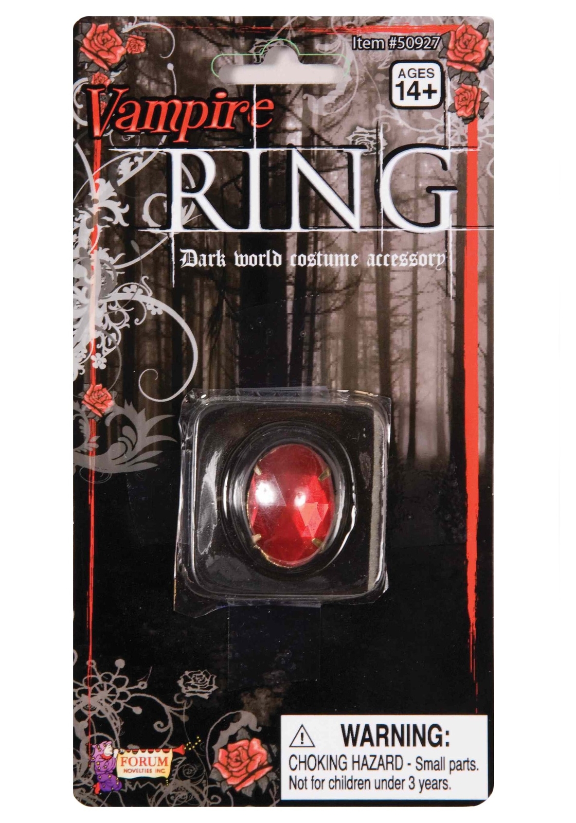 Vampiress Silver Toned Ring with Red Stone, Goth, Dracula Cosplay NEW SEALED