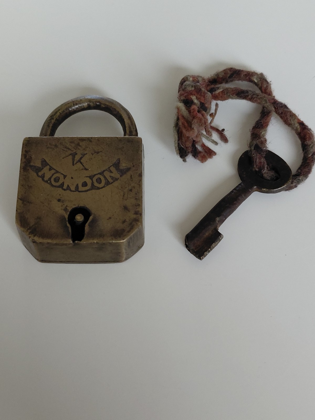 Old Nondon Vintage Brass Padlock With Key