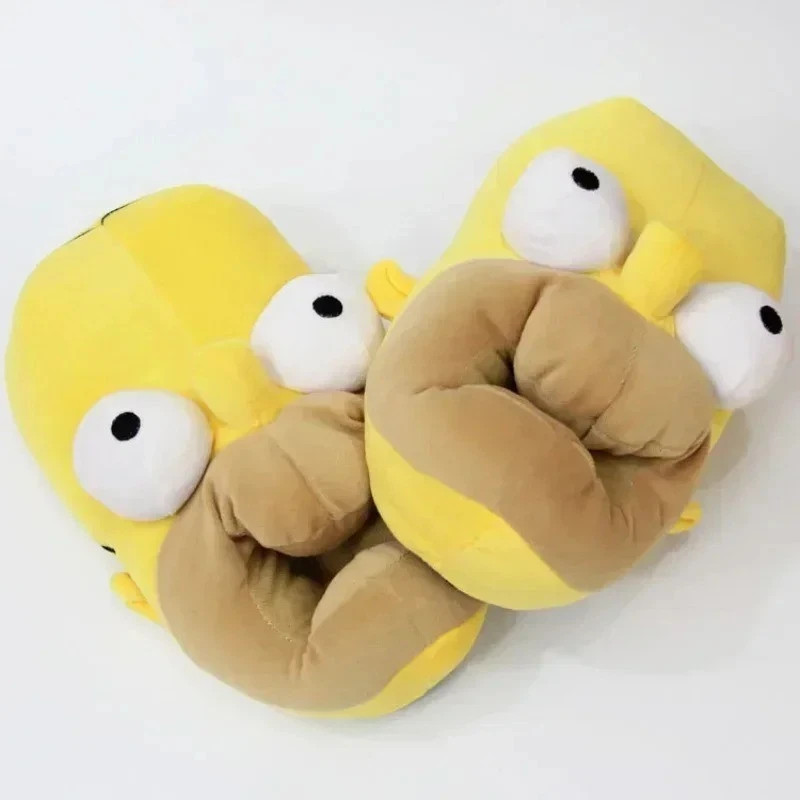 28cm The Simpsons Plush Cotton Slippers Winter Warm Non-Slip Home Shoes Gift