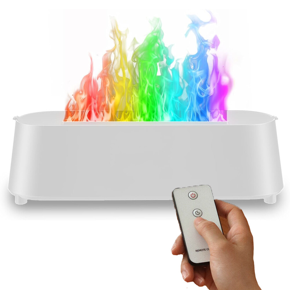 180/250ml Colorful Flame Essential Oil Diffuser w/Remote Control USB Black/White
