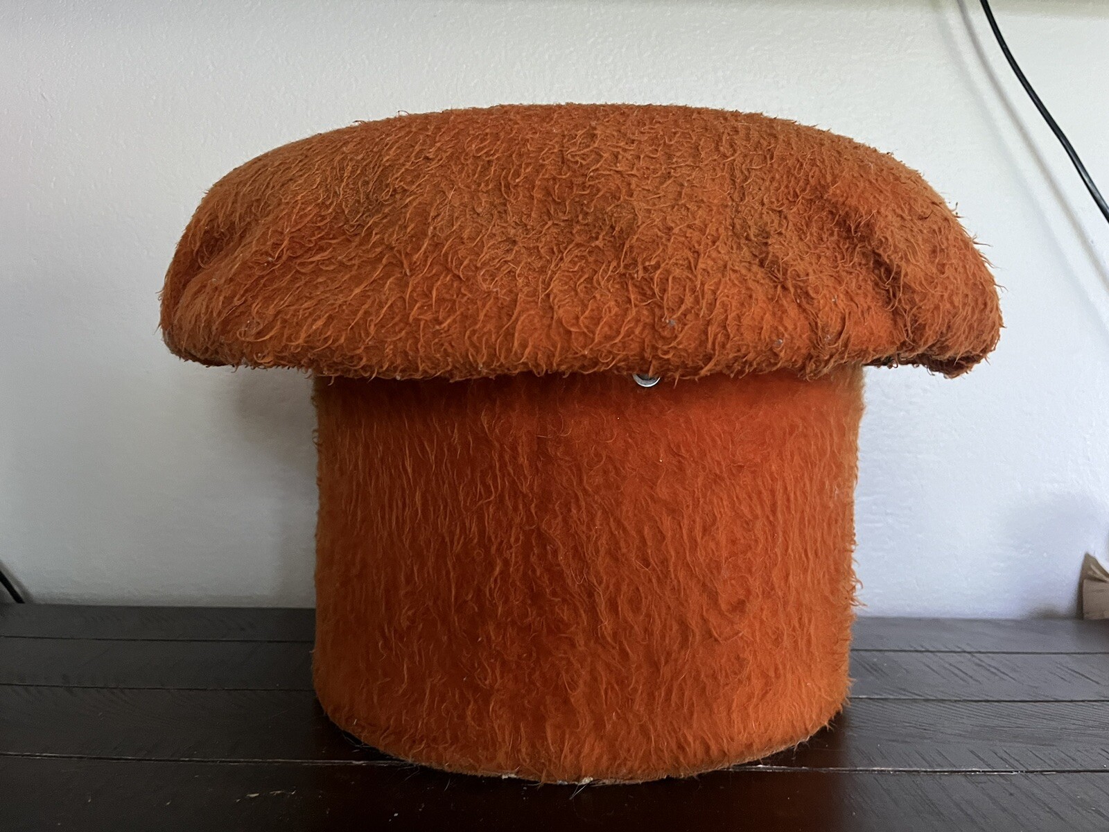 Vintage Shag Mushroom Ottoman 70/80s Orange