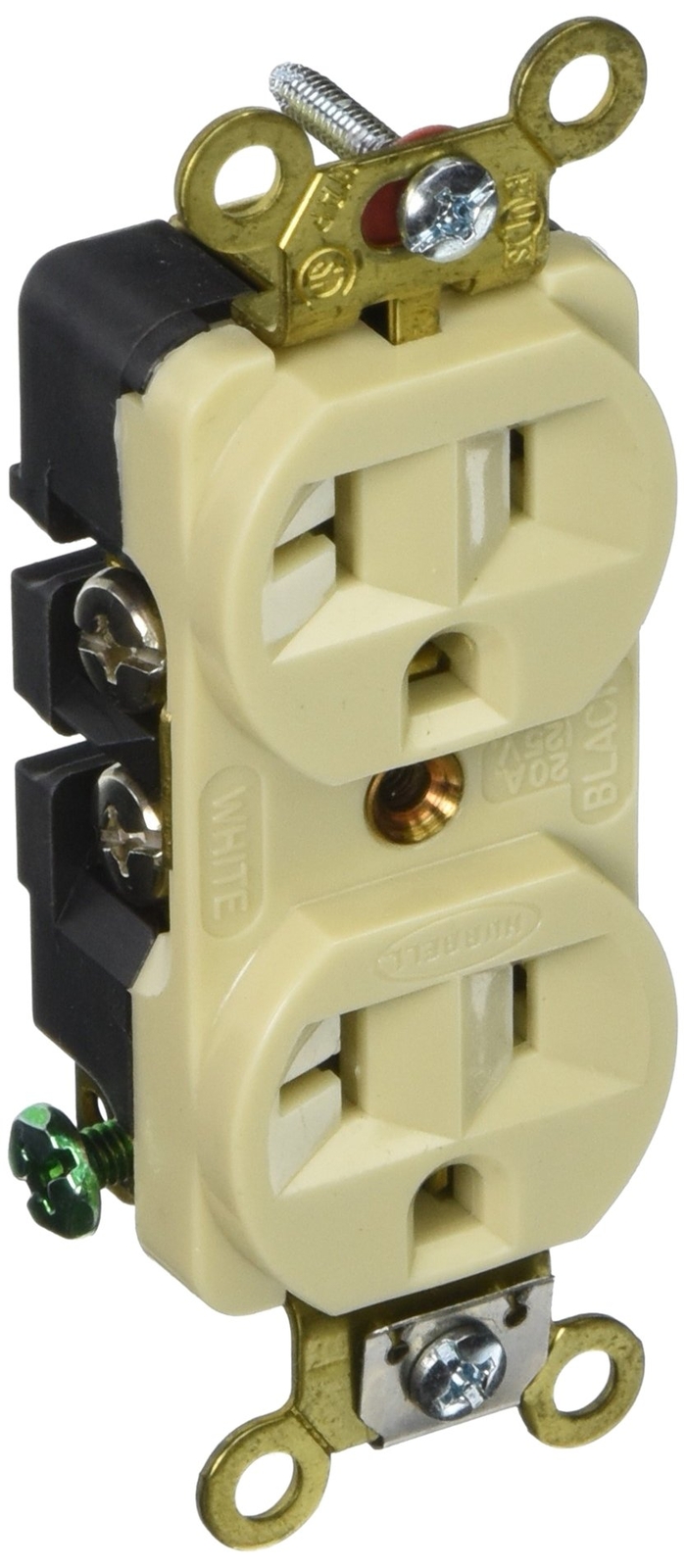 Hubbell HBL5352I Duplex Receptacle Industrial Grade 20 amp 125V 5-20R Ivory