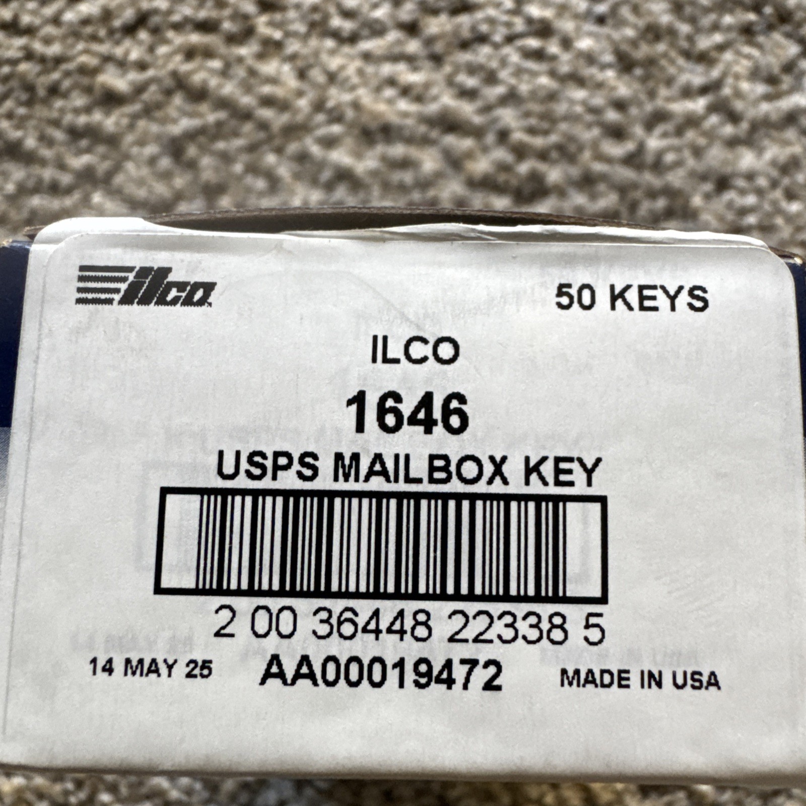 50 Key Blanks – Ilco USA 1646 Key Blanks Usps Mailbox Keys. NEW in Box