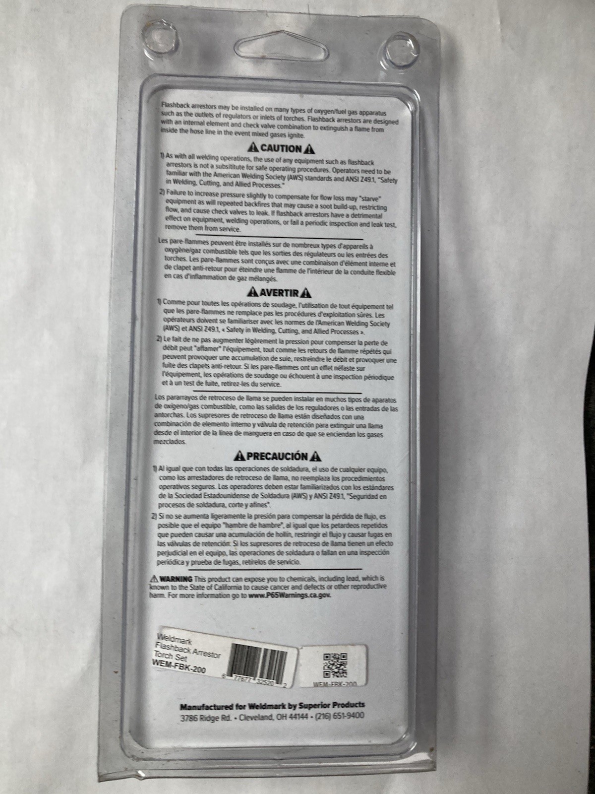 Weldmark Flashback Arrestor Torch Set # WEM-FBK-200