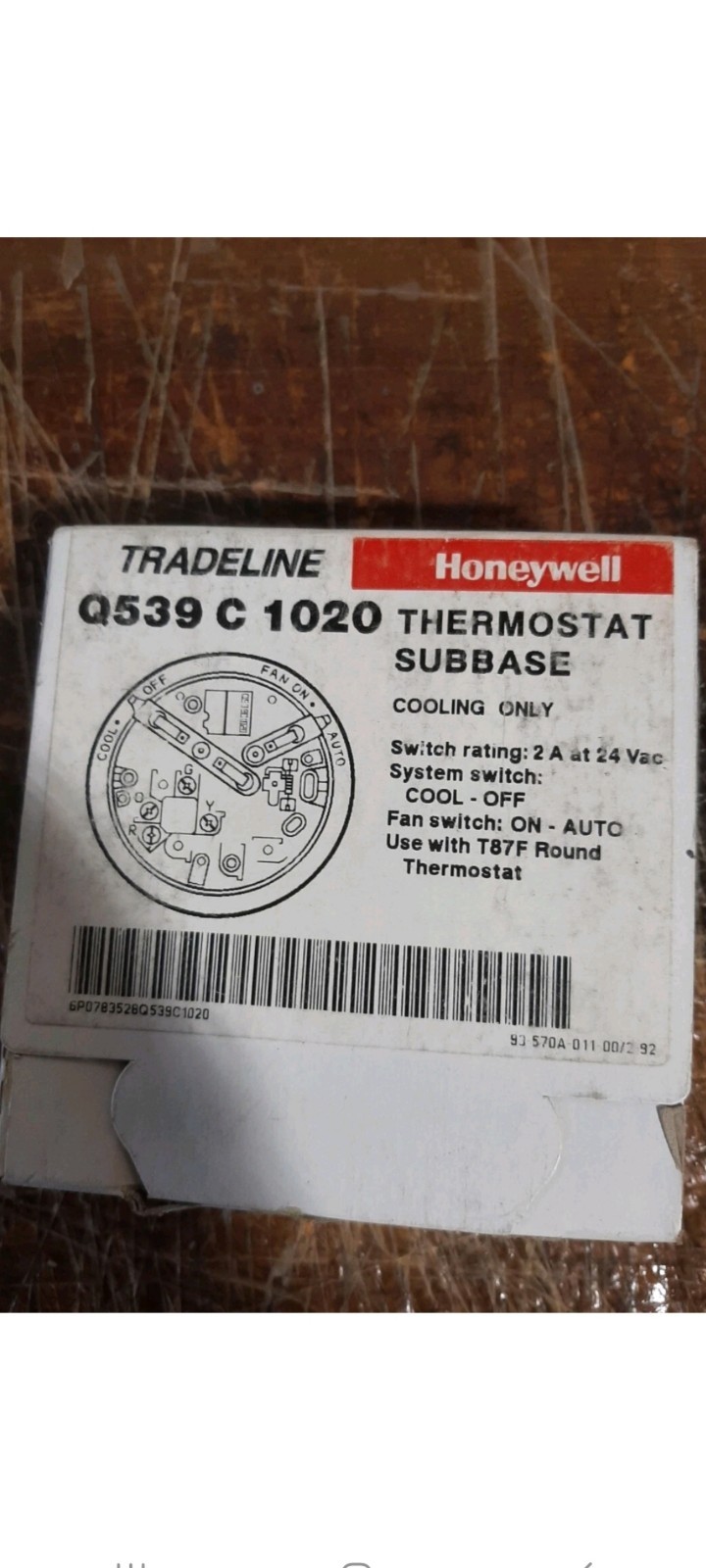 Honeywell Tradeline Q539C 1020 Thermostat Subbase Cool Only Source1 52538660000