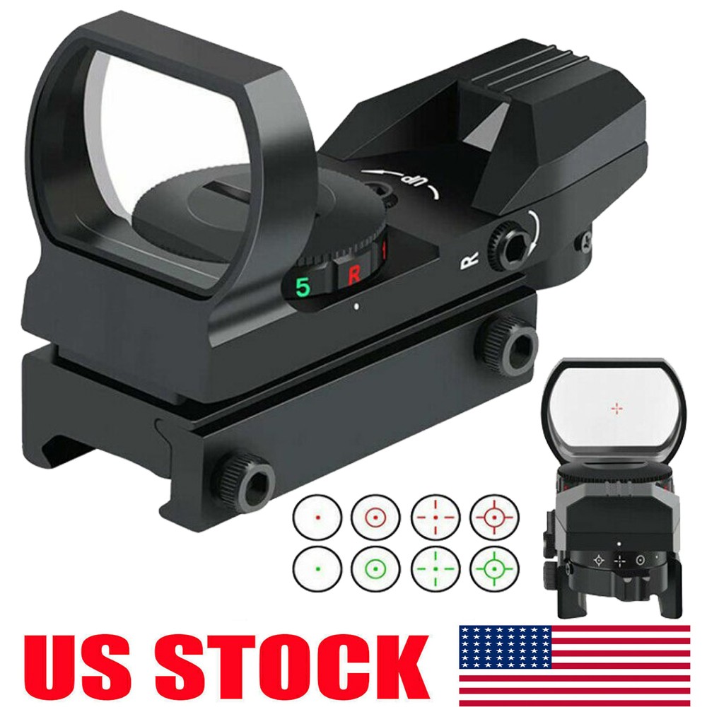 Red & Green Dot Sight Tactical Rifle Scope 4 Reticle Reflex Mount for 20mm Rails