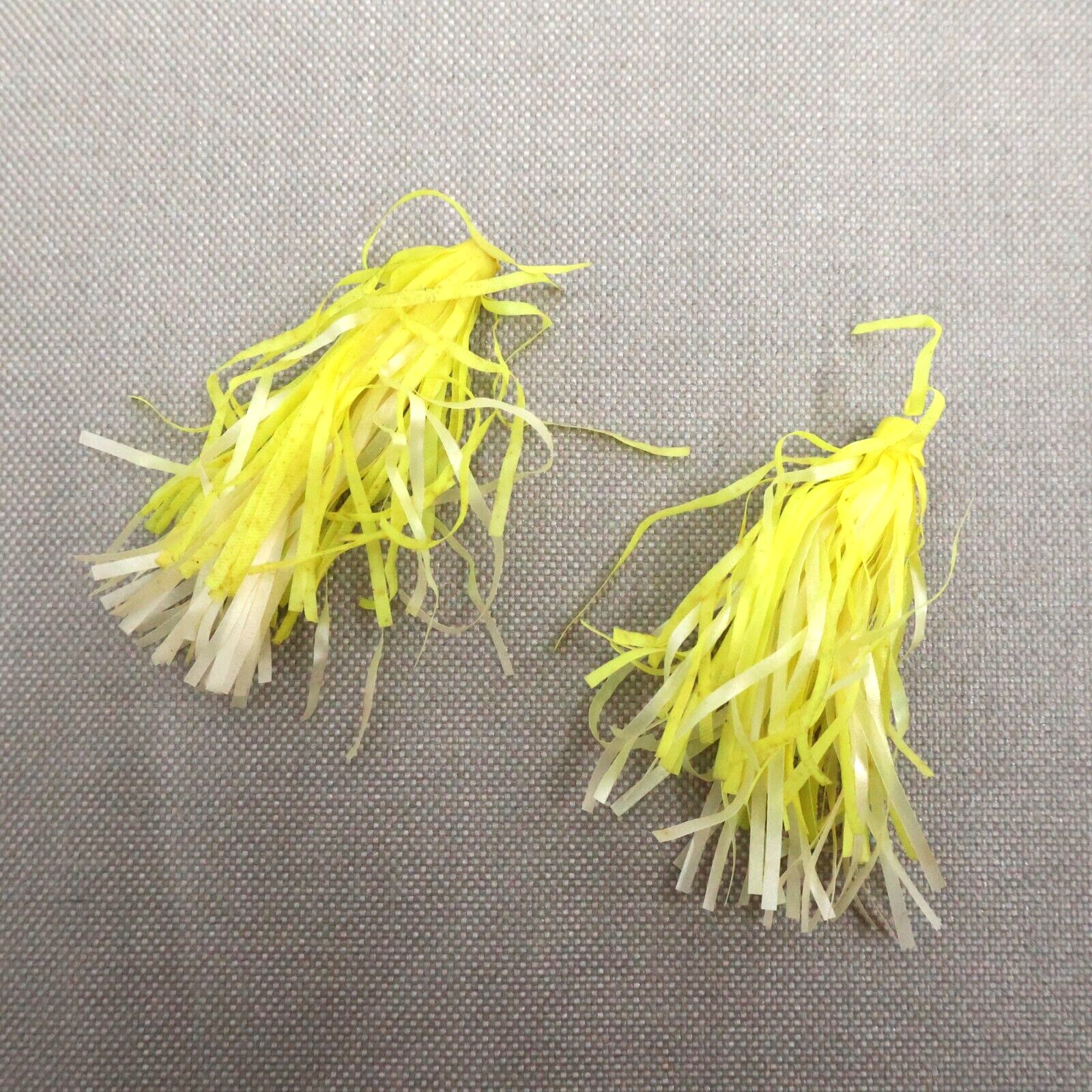 Vintage NOS Yellow and White Rubber Pulsating Fishing Skirt 3in Long