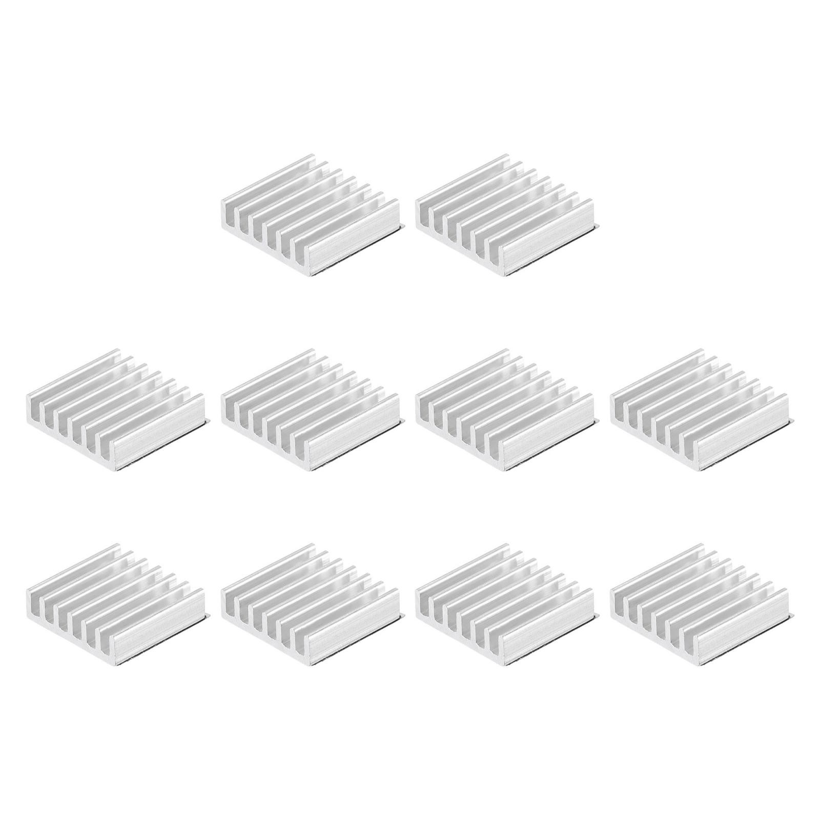 14x14x4mm Silver Tone Sticky Aluminum Heatsink Electronics Cooler 10 Pcs