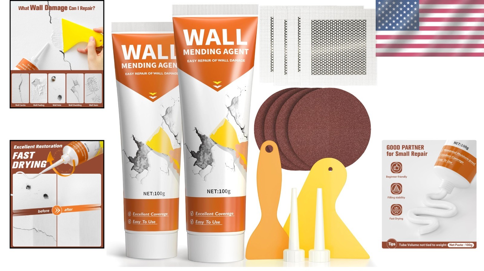 Drywall Repair Kit: 2 Pack Wall Patch Agents for Efficient Home Fixes