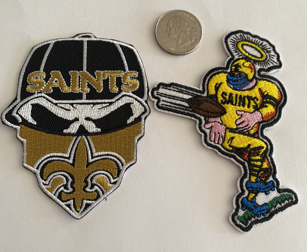 (2)-NEW ORLEANS SAINTS Vintage Embroidered Iron on Patches 3.5”X 2.75”- 4”x 3”