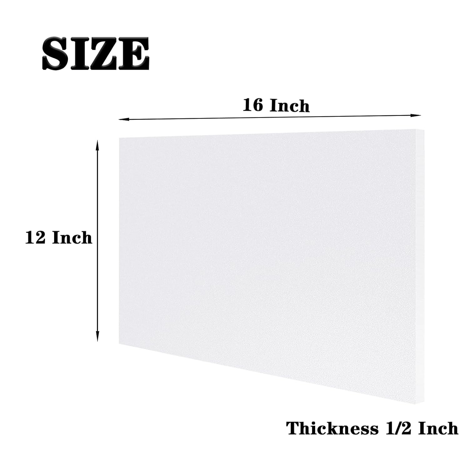 HDPE Plastic Sheet 1/2 Inch Thick 12" x 16", High Density Polyethylene Solid ...