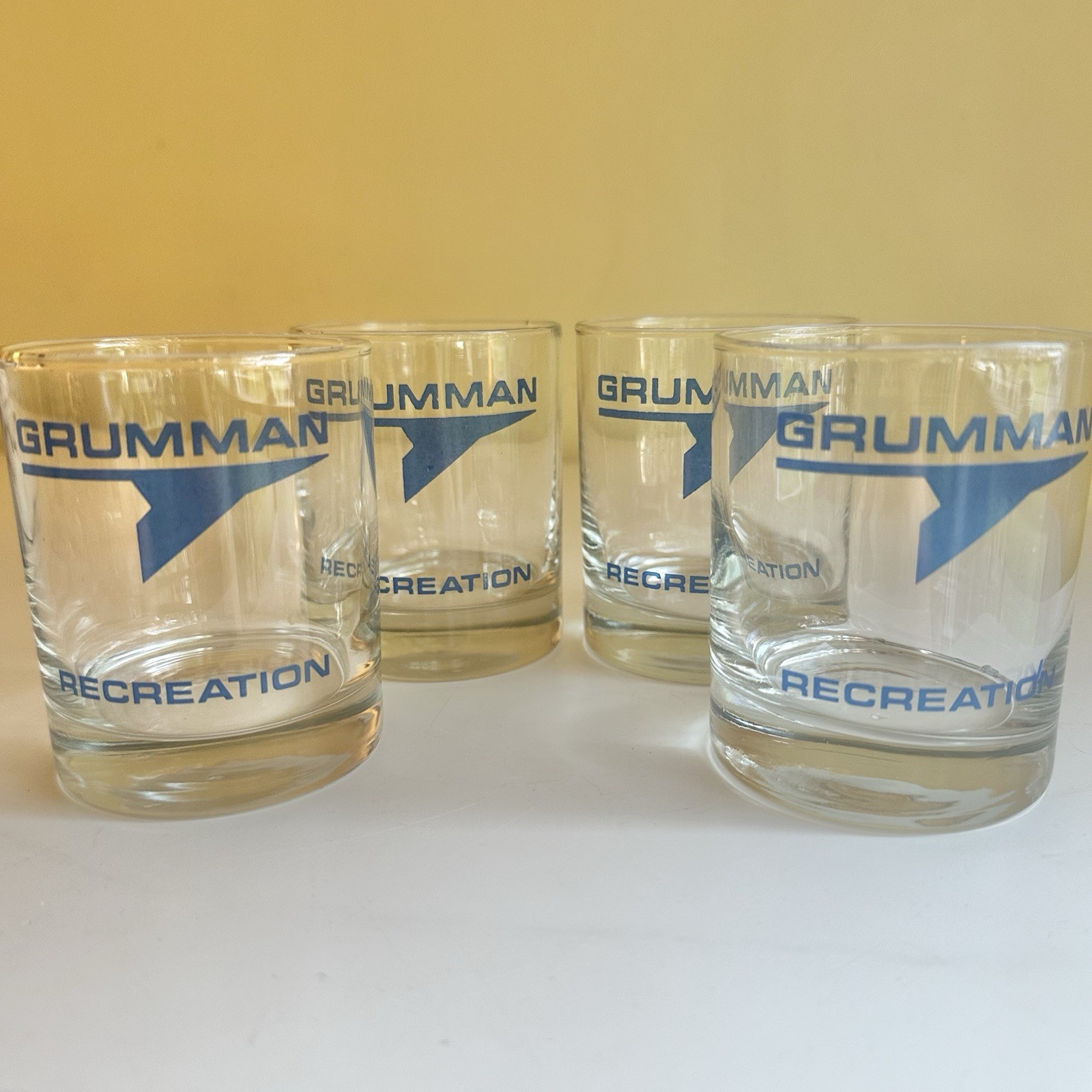 Vintage Grumman “Recreation” Rocks Glasses Set Of 4
