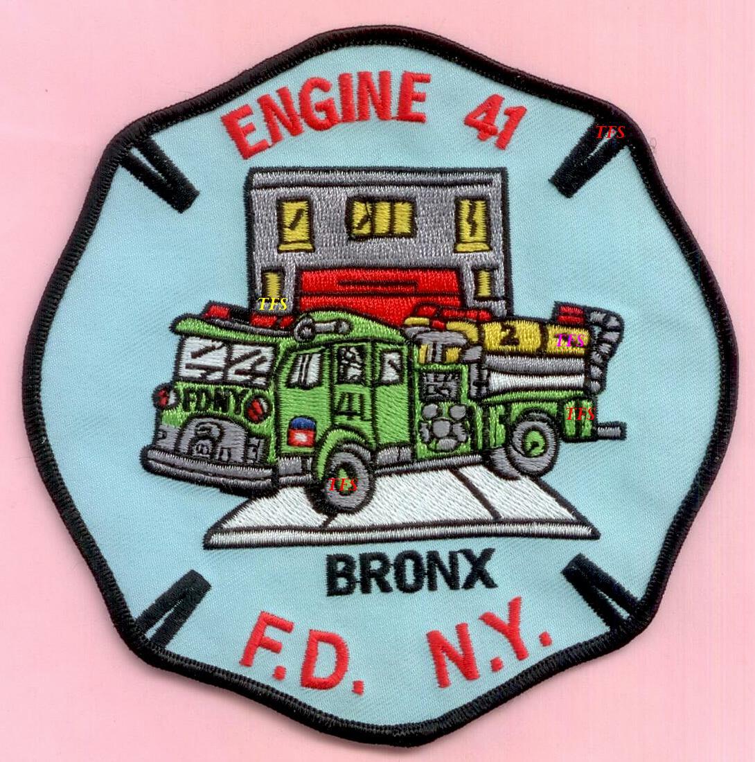 New York City Fire Dept Engine 41 Patch Black Rims