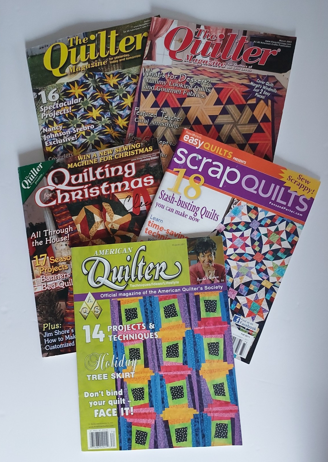 Quilting Magazines Lot of 5 - Christmas - Scrap Quilt - The Quilter 2003 to 2011
