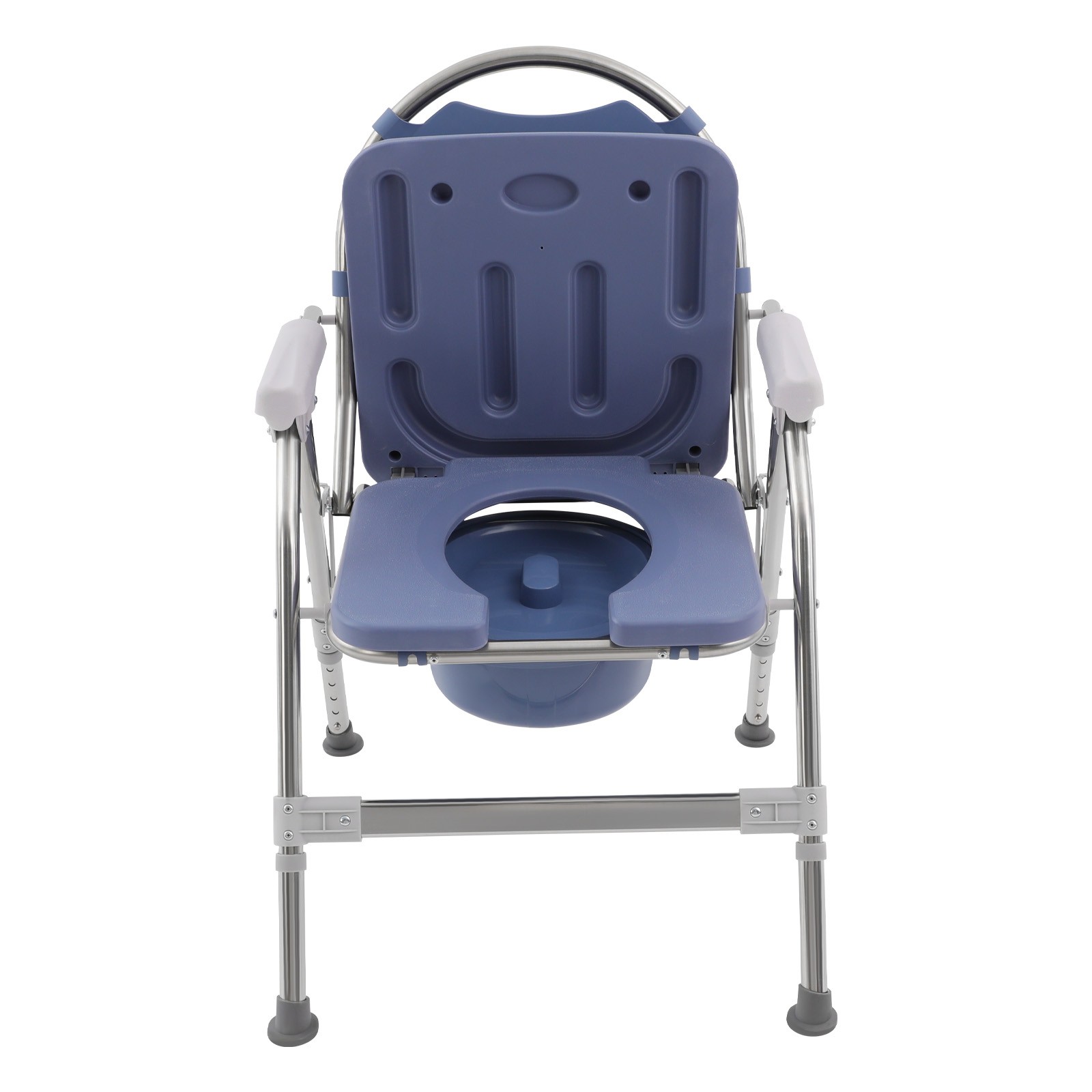 Toilet Chair With Padded Seat Plate And Toilet Bucket, Foldable Toilet ChairBlue