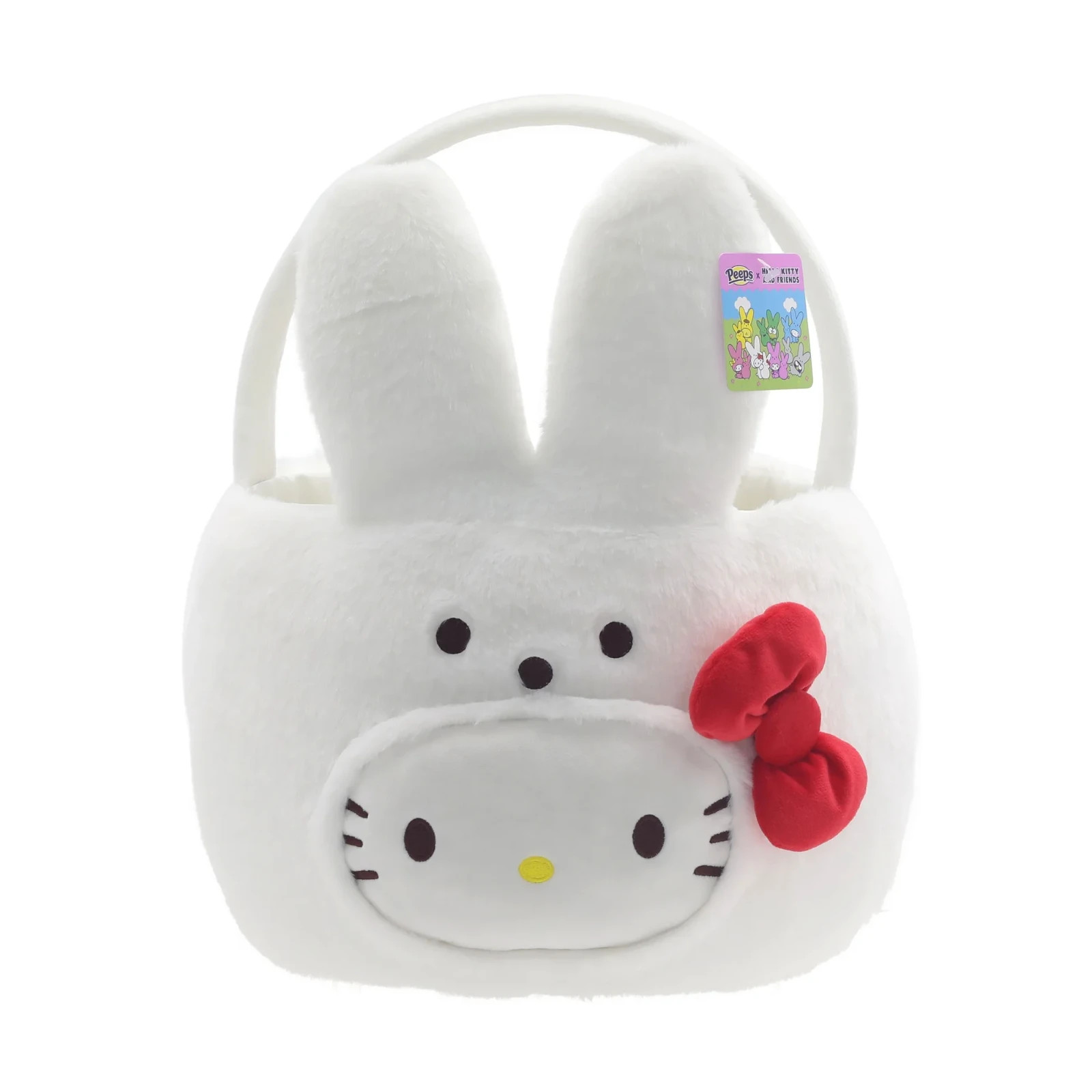 HELLO KITTY White PEEPS JUMBO SIZE Easter Bunny Basket W/Handle! - 9.25" X 15.5"