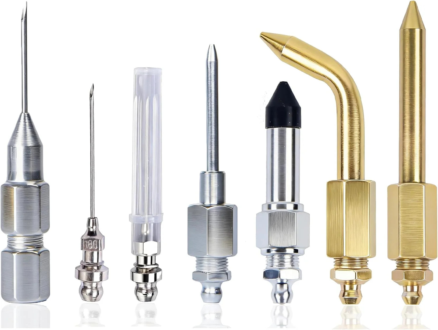 7PCS Grease Gun Needle Tip Kit, Grease Injector Needle Grease Gun Adapter Set fo