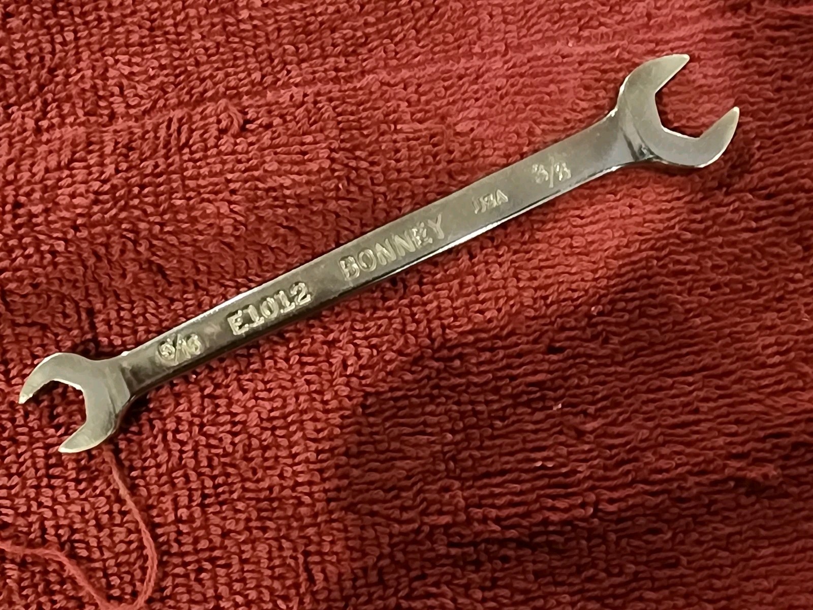 Vintage Bonney E1012 Open End Wrench 5/16" x 3/8"