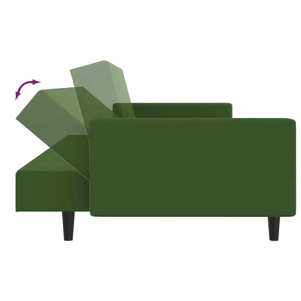 Sofa Bed Dark Green Velvet (100% polyester), Wood, Foam Large