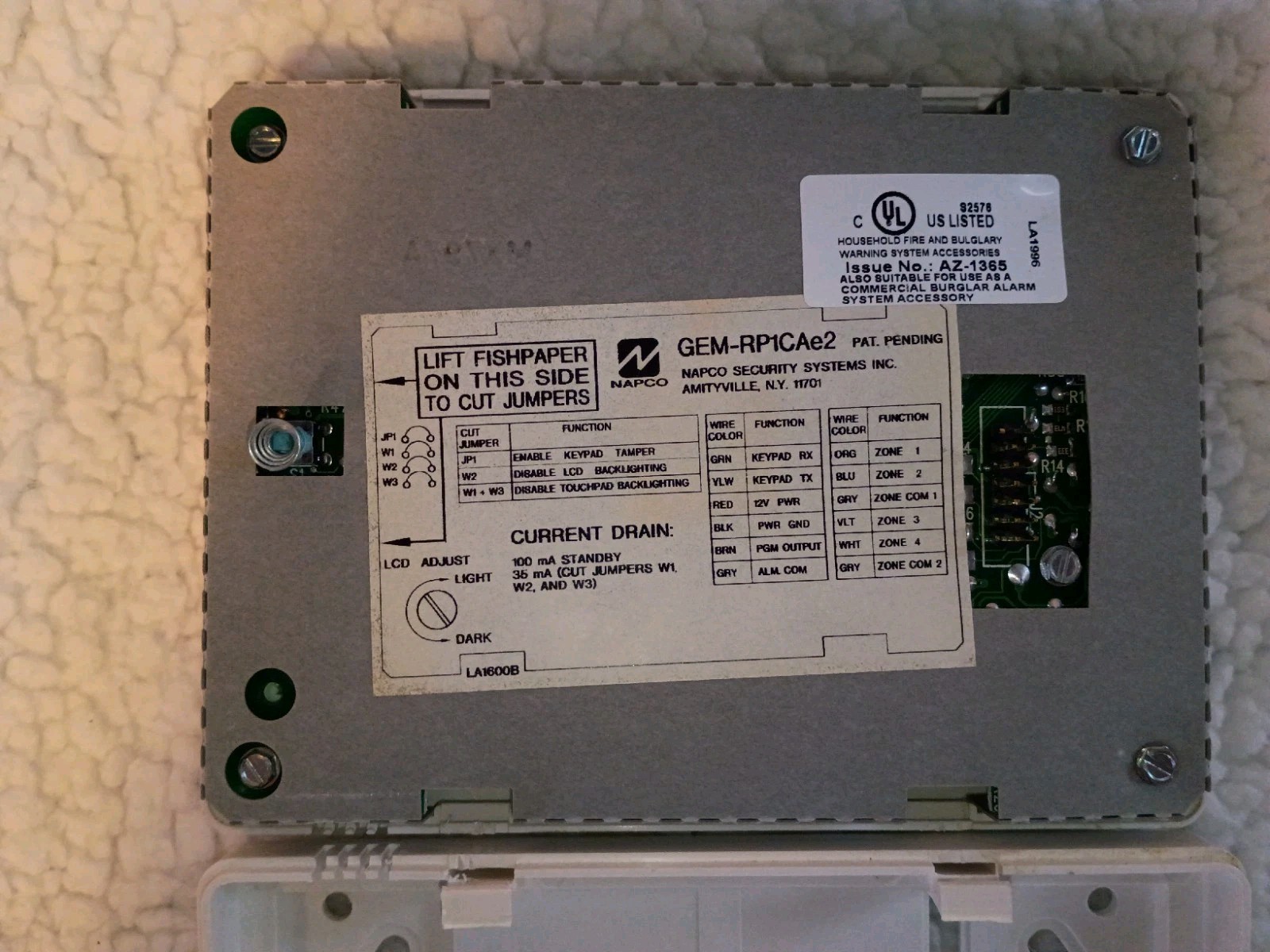 Napco Gemini GEM-RP1CAe2 Security System Keypad Alarm Panel Control