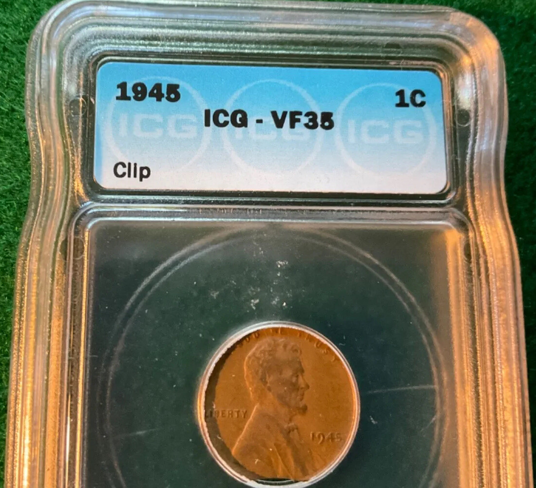1945 clipped planchet cent , graded vf35 - TD5