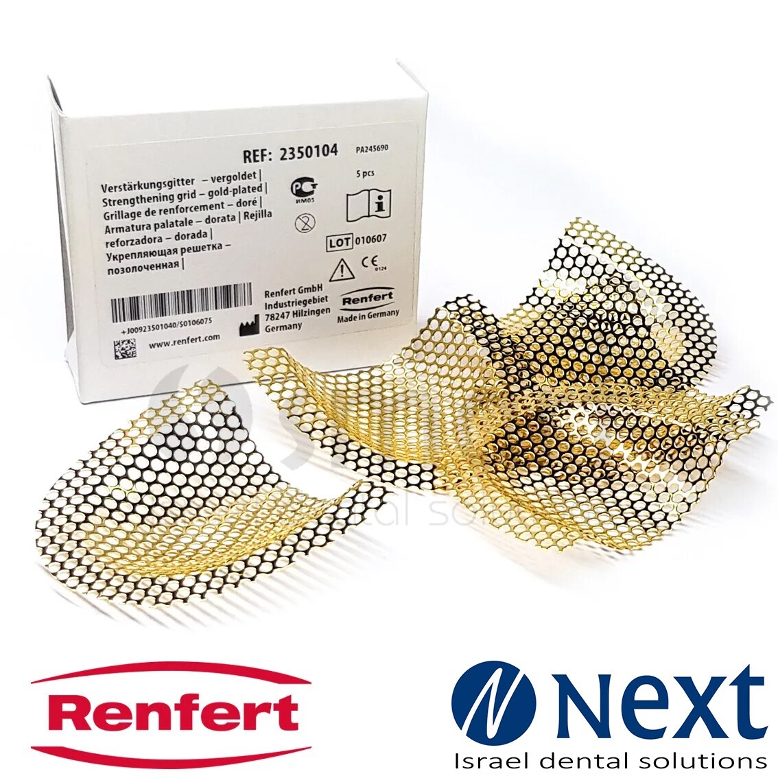Renfert Dental  Lab Strengthening grid Dentures  Mesh Golden ref 2350104 5 pcs