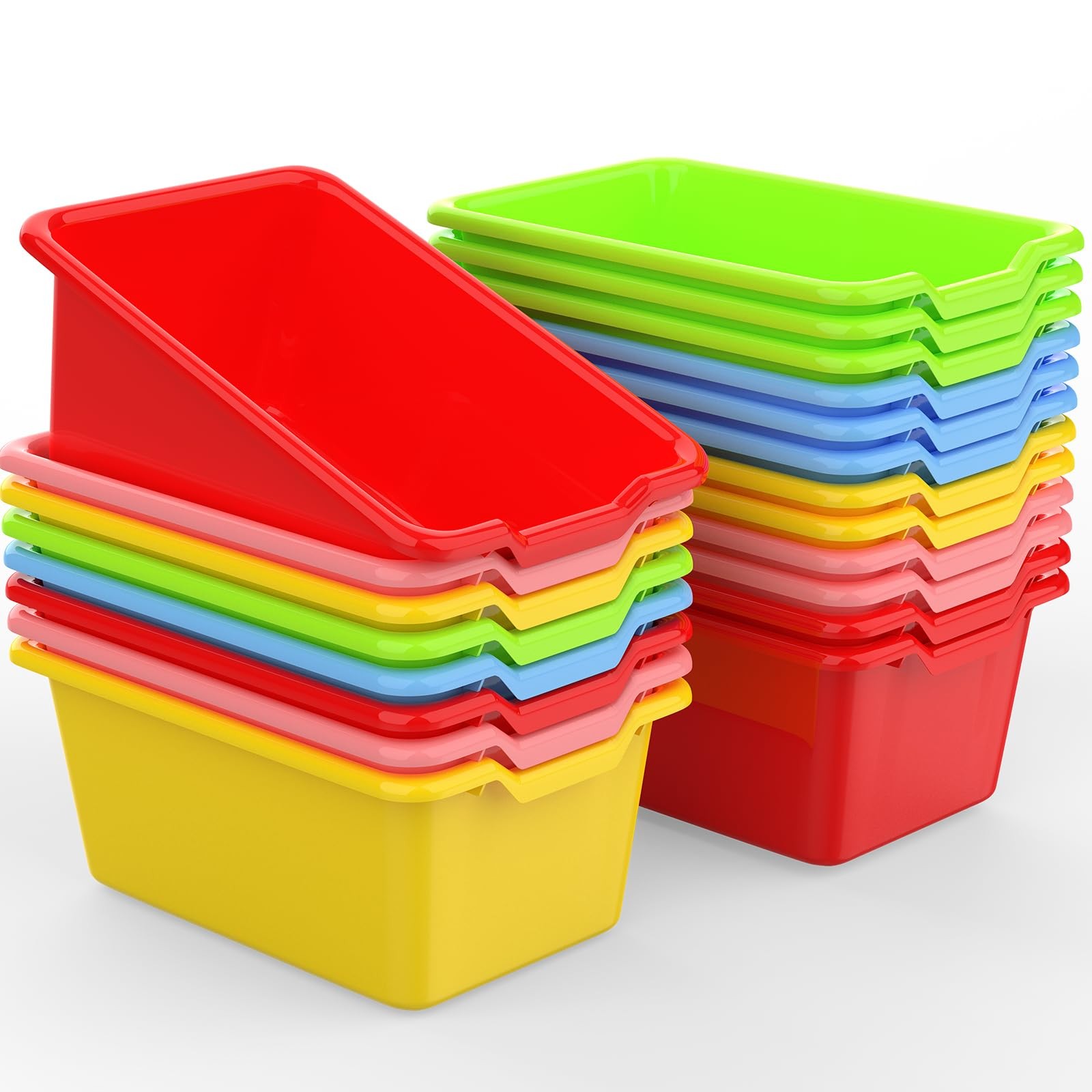 20 Pcs Plastic Book Bins Classroom Small Cubby Bins Stacking Bins Office Stor...