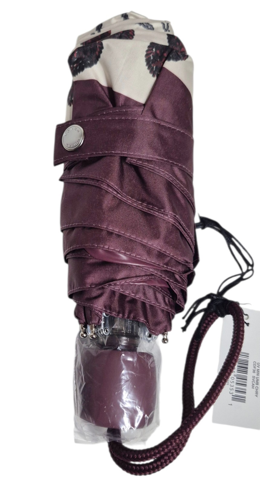 Coach UV Protection Mini Umbrella with Cherry Print Silver Chalk Multi CDF36 NWT