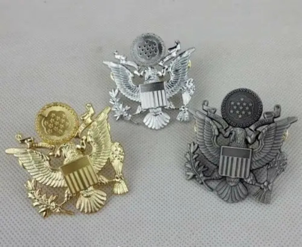 military US ARMY OFFICER CAP EAGLE BADGE 3PCS SET INSIGNIA  EPLURIBUS UNUM PIN