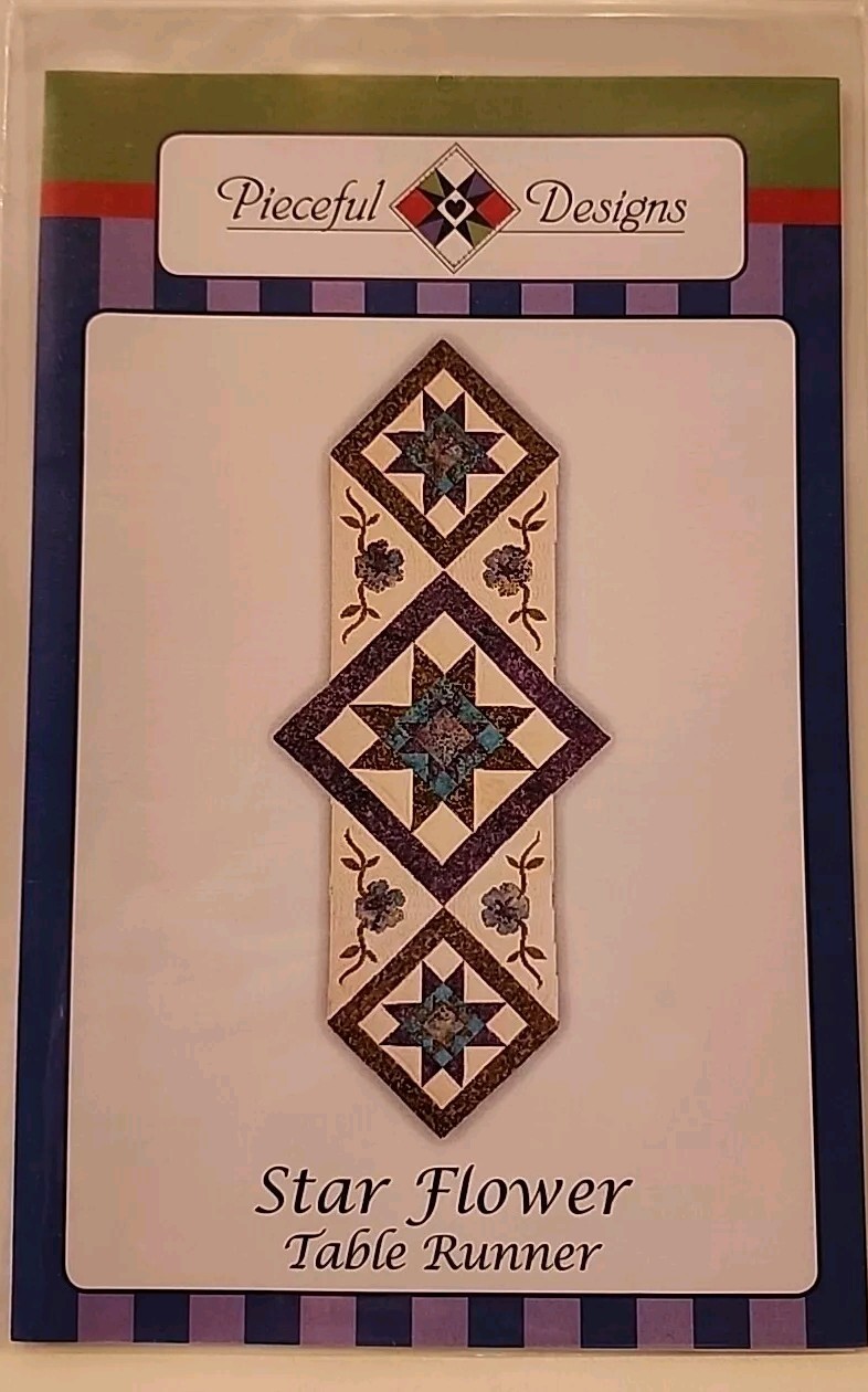 Star Flower Table Runner Sewing Pattern By Pieceful Designs MS23 22"x53"