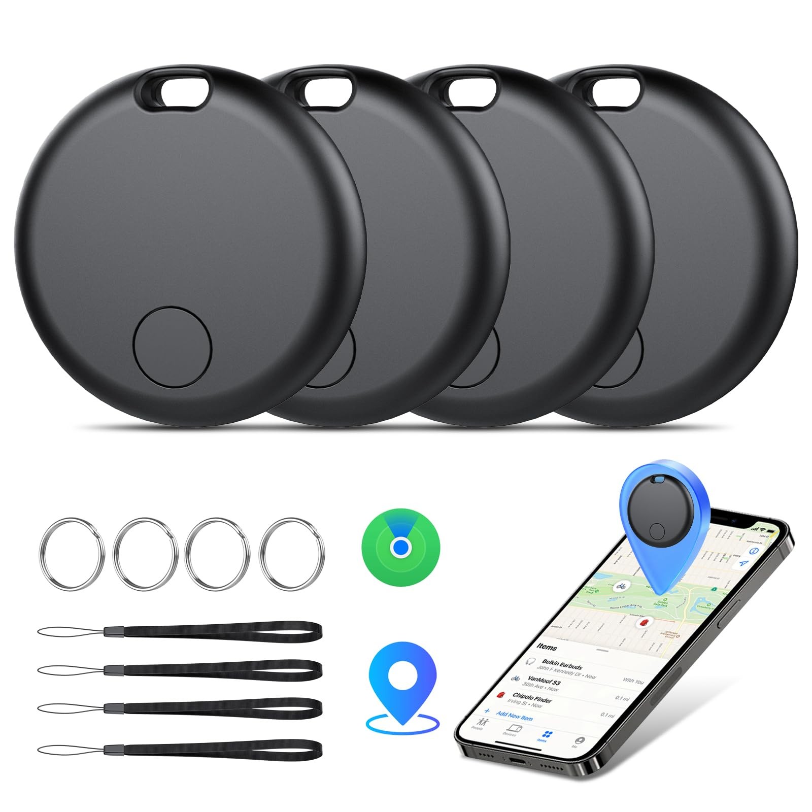 Air Tracker Tags-4 Pack: Smart Bluetooth Tracker, Item 4 coal blackening