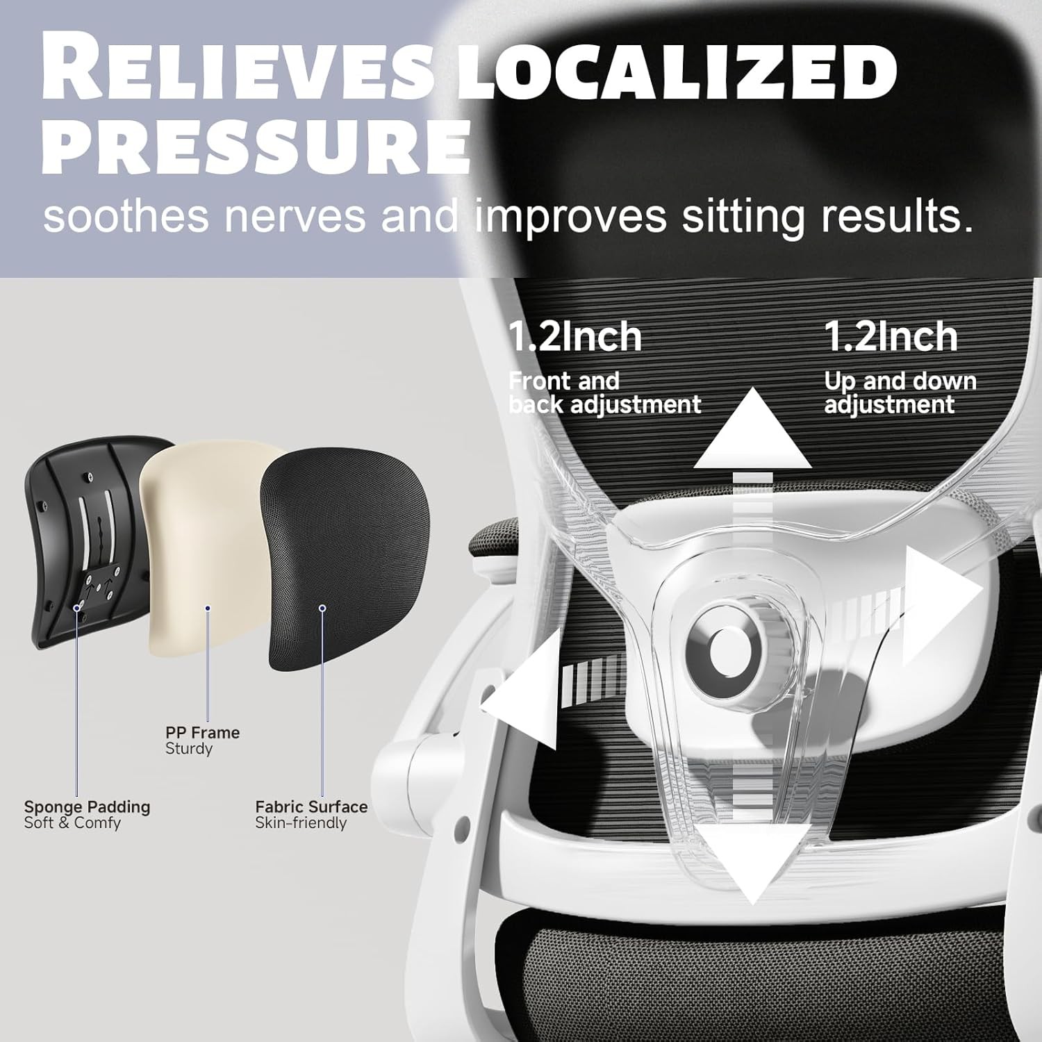Office Computer Desk Chair Lumbar Support & Headrest Ergonomic Mesh Back Swivel