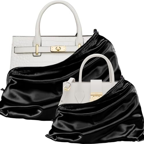 P Pothuiny 2 Pcs Satin Dust Bags for Handbags Black