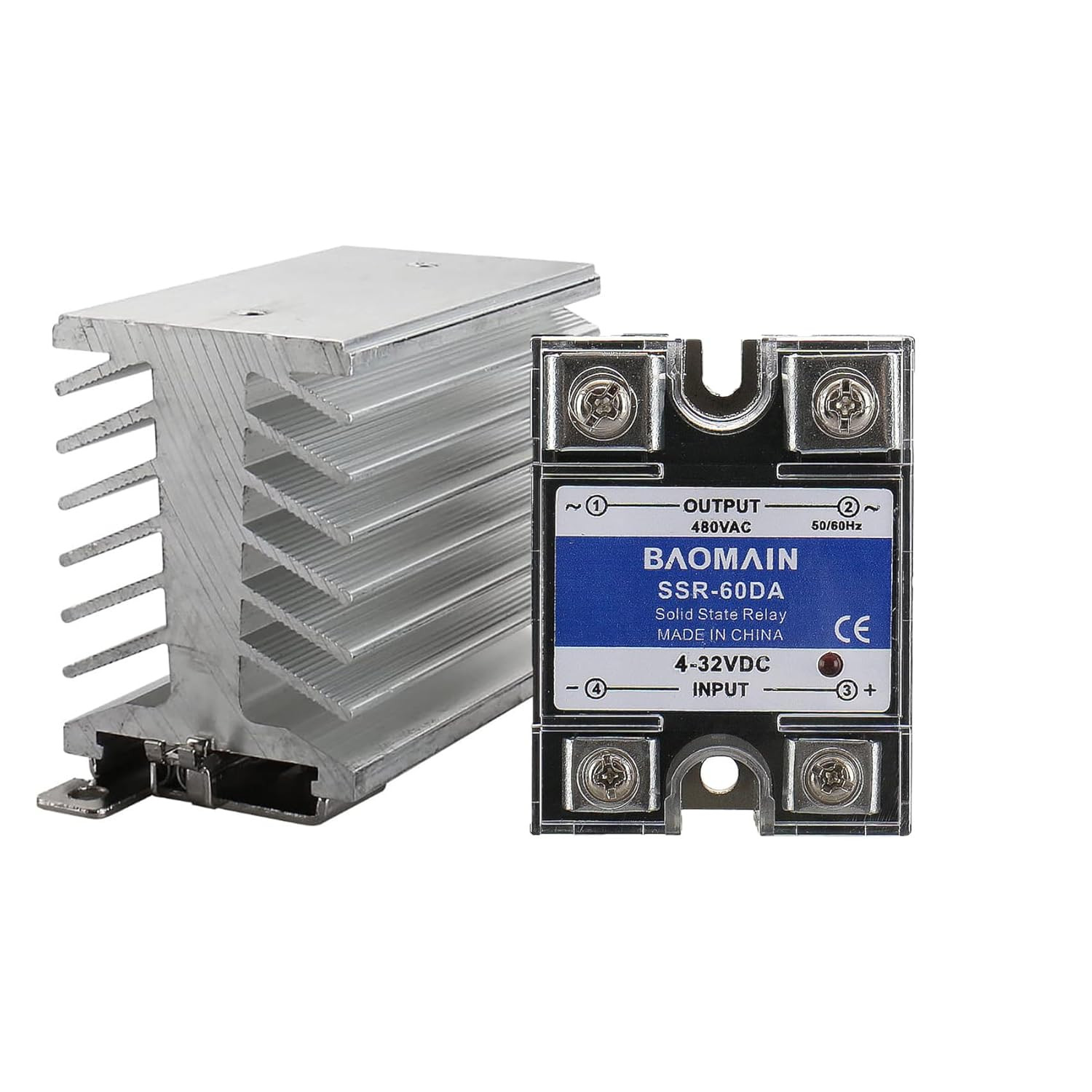 SSR-60DA 60A Solid State Relay Module 4-32VDC / 24-480VAC + Heat Sink