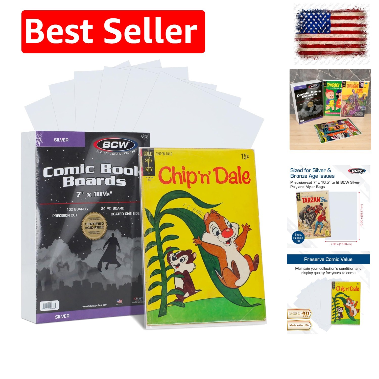 Silver Comic Book Backing Boards 7" x 10.5" – 100 Pack | Certified Acid-Free ...