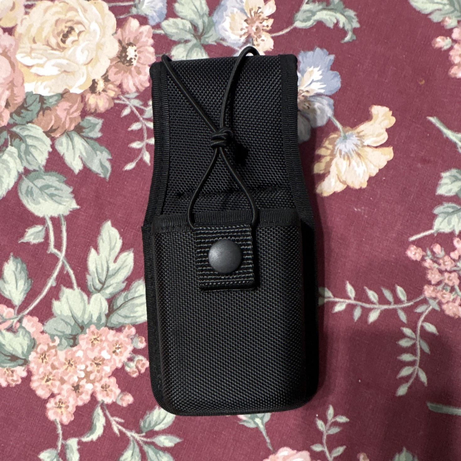 Black Nylon Tactical Pouch, Snap-Closure Flap, Belt Pouch, Lightweight