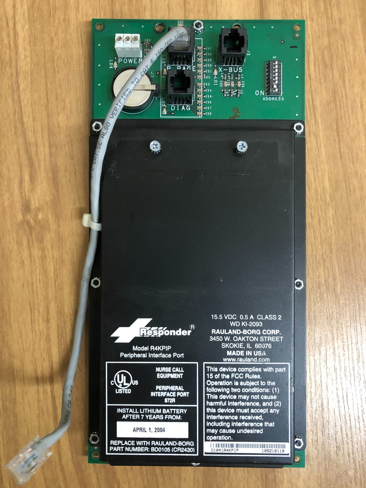 Rauland-Borg Responder R4KPIP Peripheral Interface Port
