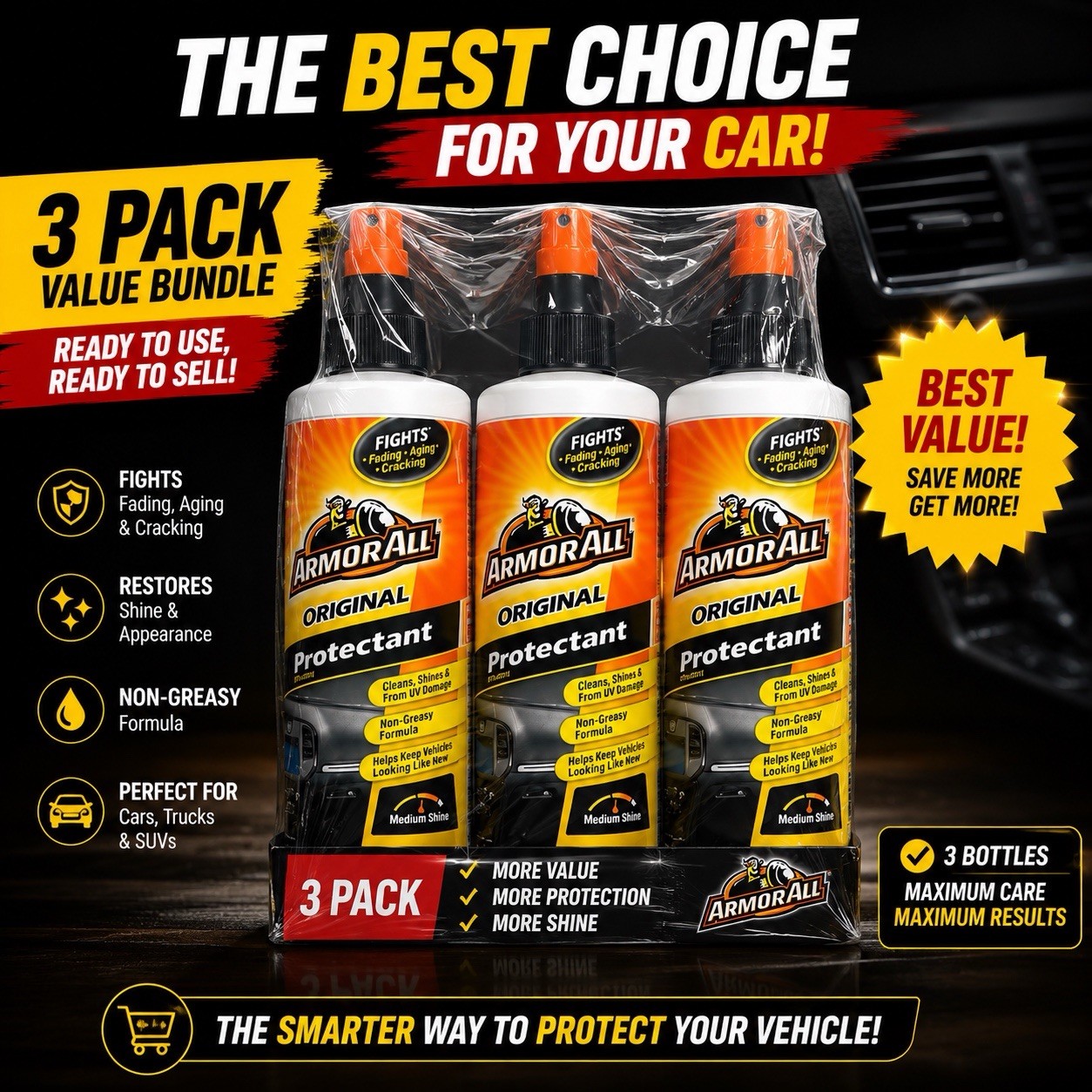 🔥 Armor All Original Protectant(10oz)– 3 Pack Value Bundle 🔥