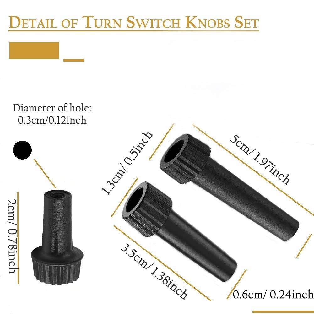 Maartla 6PCS 3 Assorted Size E26 Lamp Turn Knob On/Off Replacement, Black
