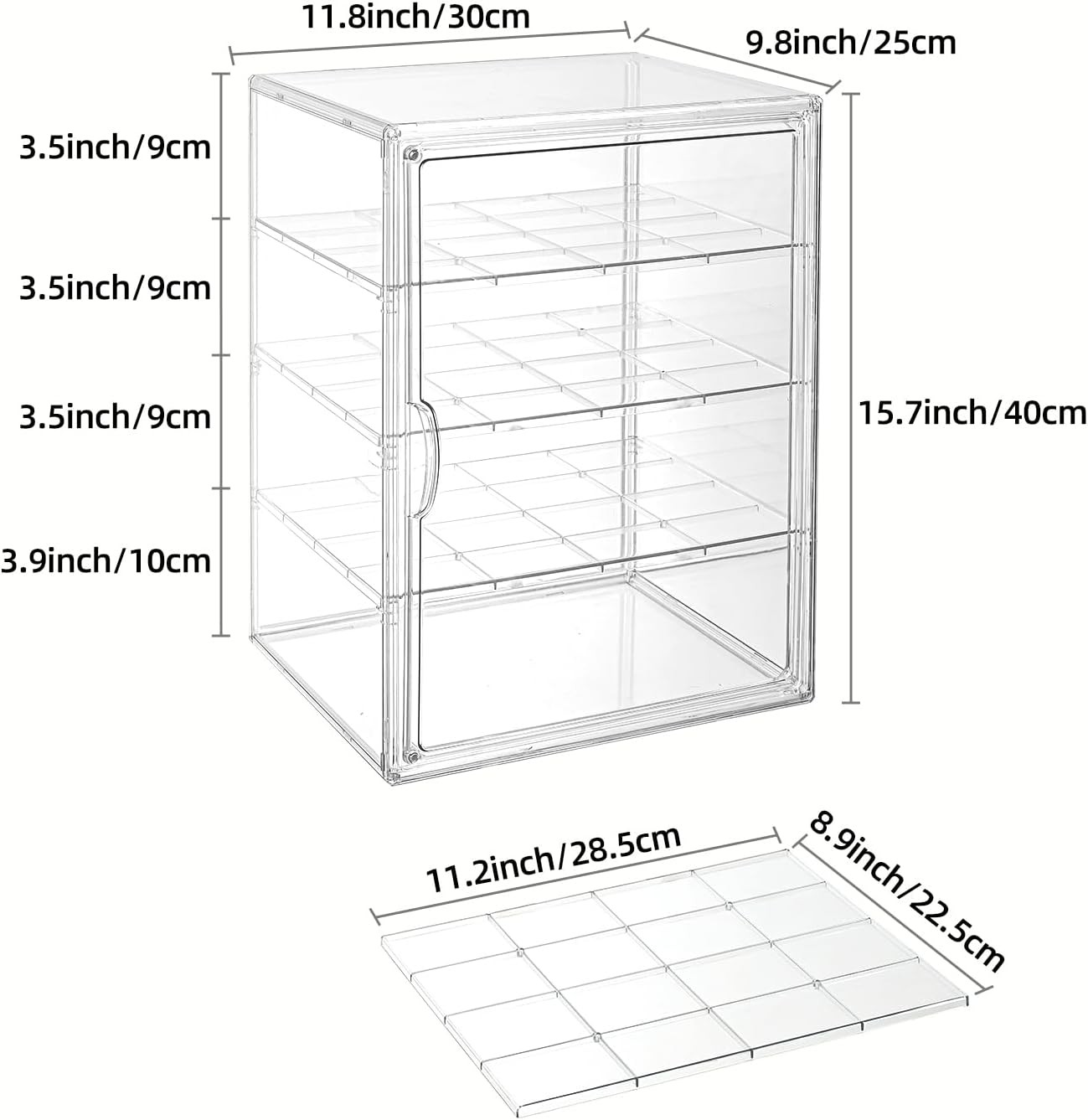Pastry Display Case，4-Tier Adjustable Clear Bread Stora with Magnetic