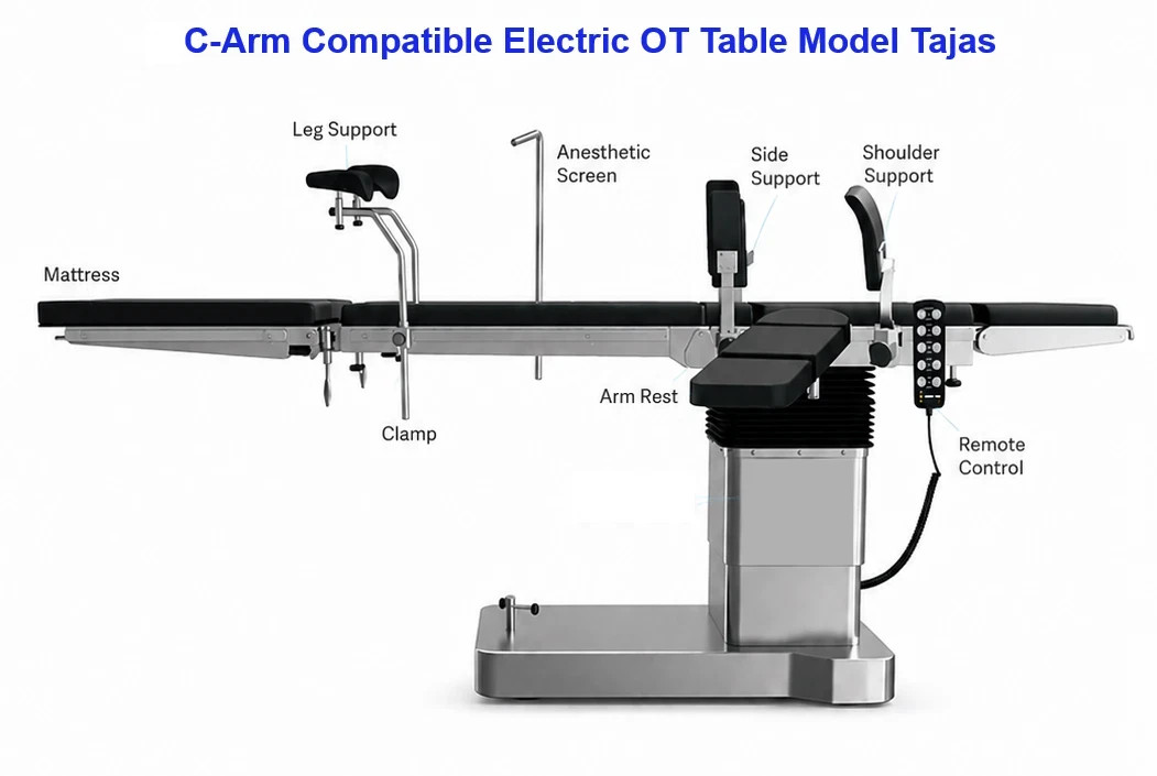 Electric operation Table with Remote C-Arm Compatible Electric Operating Table.