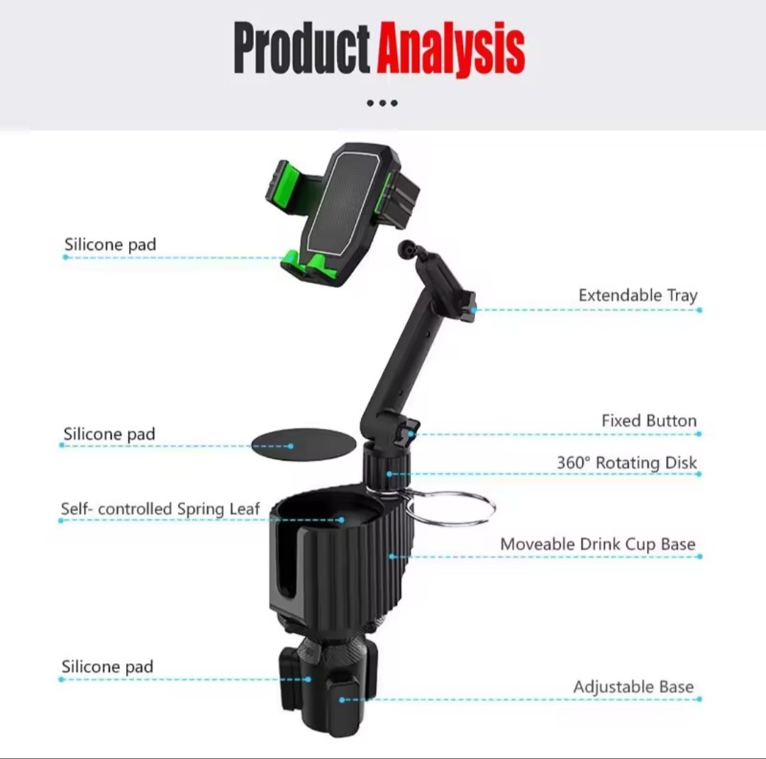 Universal Multifunction Car Cup Holder 360 Degree Adjustable Cellphone Mount