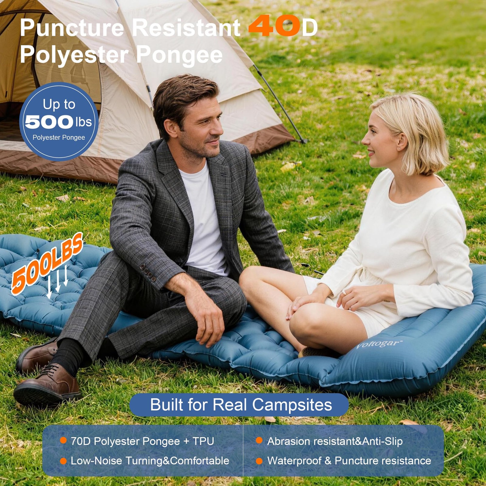 Sleeping Pad R-Value 3.0, 4” Thick Backpacking Sleeping Pad with Built-in Foo...