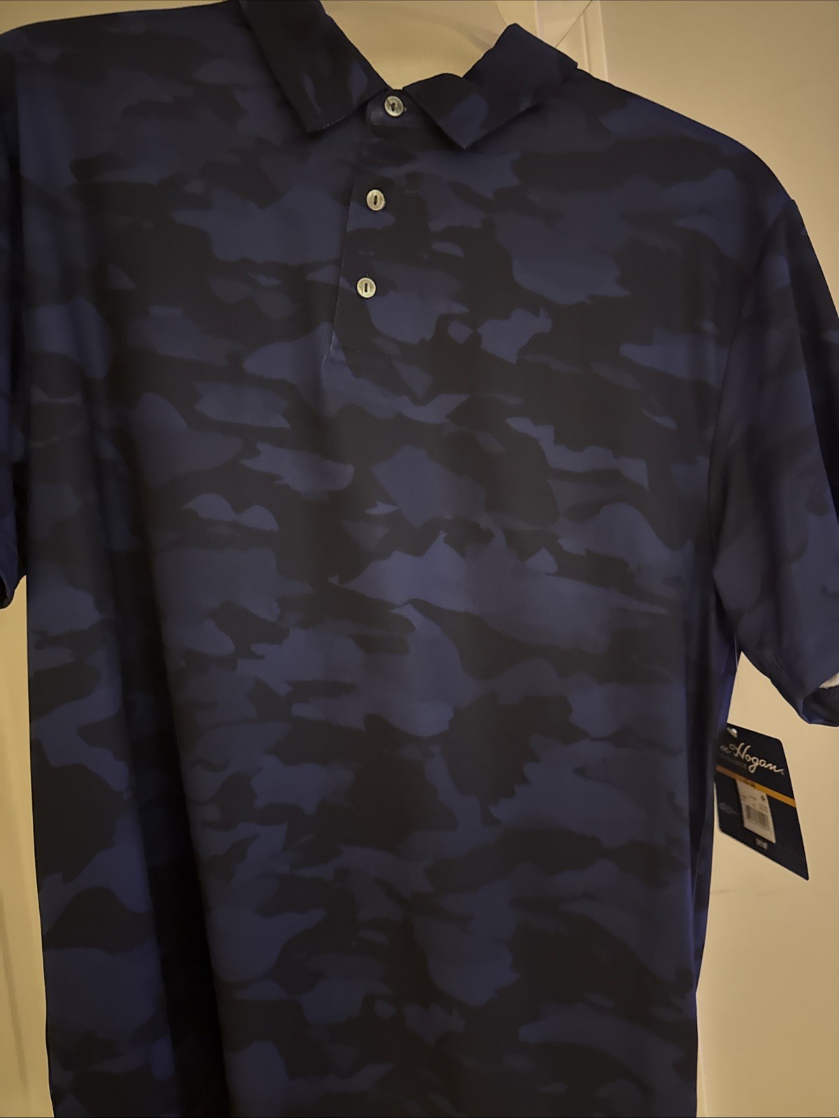 Ben Hogan Blue/Black Camo Short Sleeve Collared Golf Shirt Men's Size M NEW