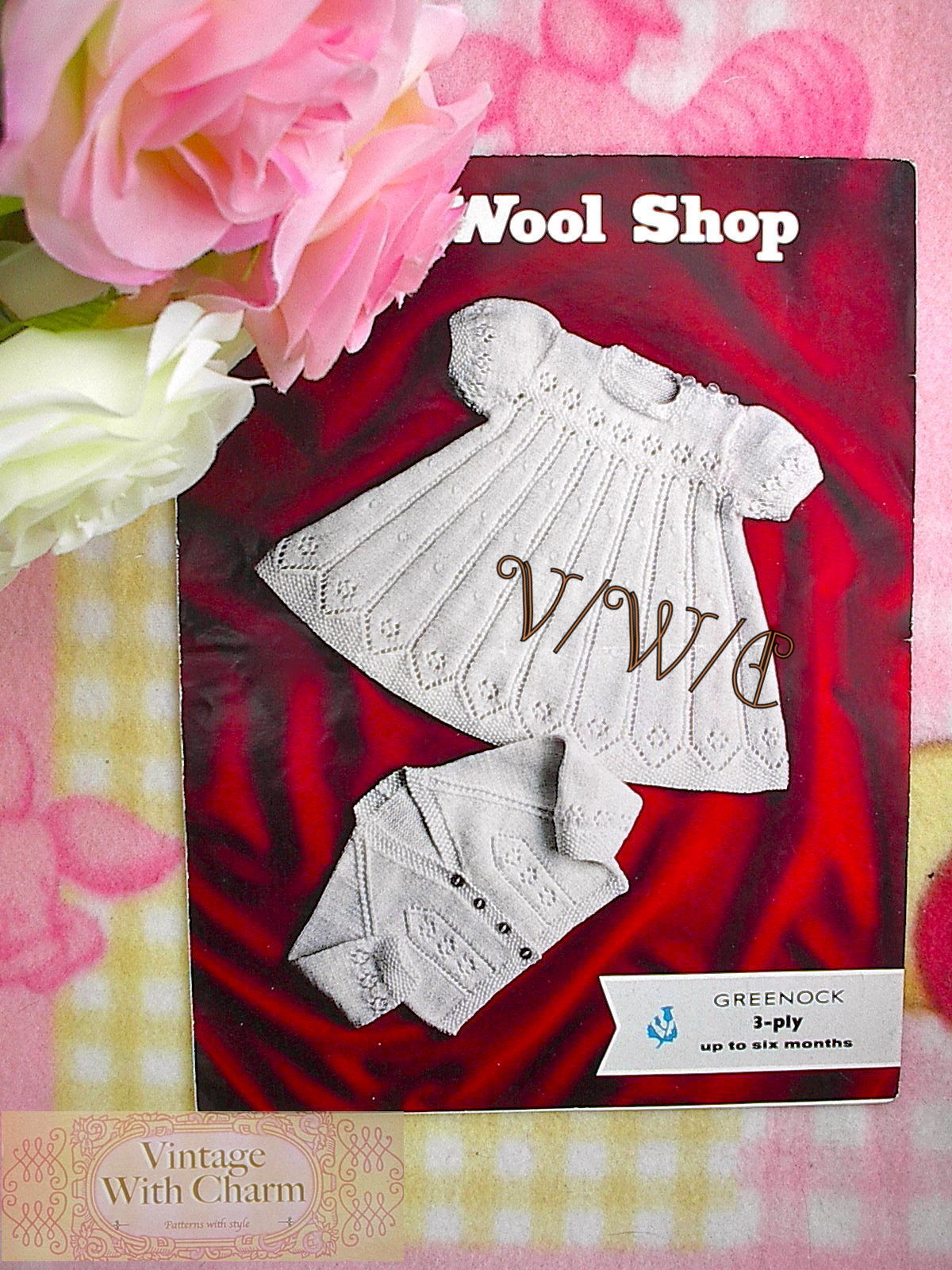 Vintage Knitting Pattern Baby Girls Dress & Cardigan Set. Beautifully Detailed!!