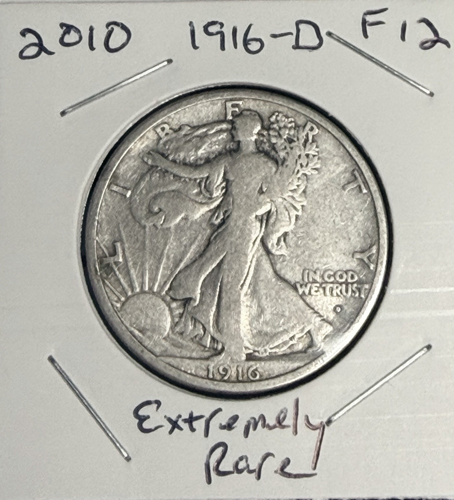 1916-D F (FINE) WALKING LIBERTY HALF DOLLAR